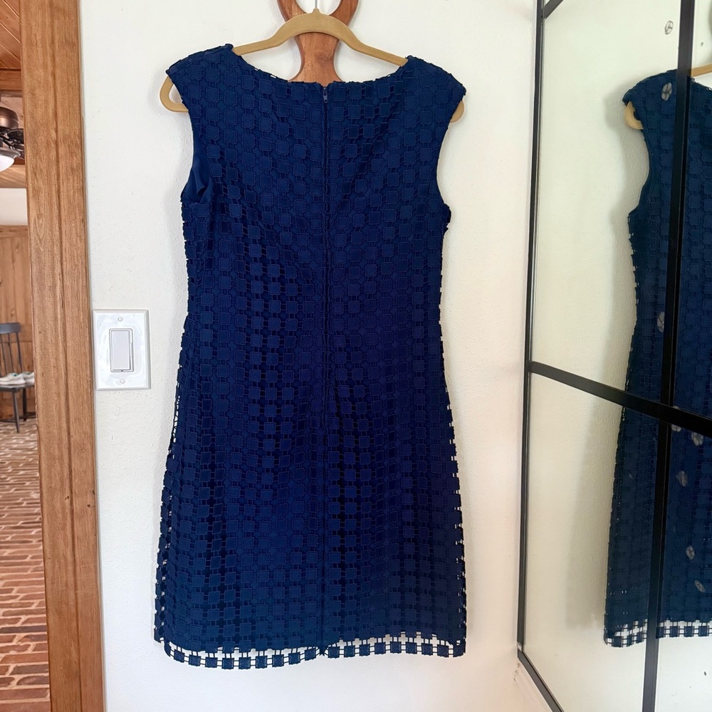 Ralph Lauren Geometric Square Lace Dress Navy Size 10